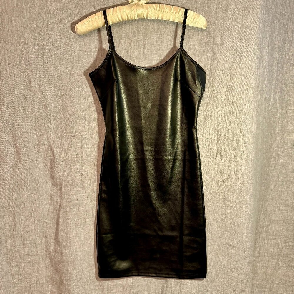 Popular 21 Black Pleather Mini Dress Small